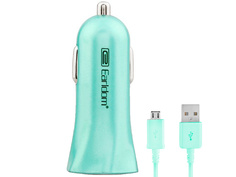 Зарядное устройство Earldom ES-155 АЗУ 2xUSB 2.4A + MicroUSB 2.4A Green