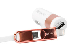 Зарядное устройство Earldom ES-157 USB 3.4A + MicroUSB/Lightning White-Pink