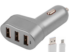 Зарядное устройство Earldom ES-150 3xUSB 5.8A + MicroUSB Silver