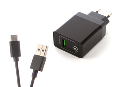 Зарядное устройство DF Tor-02 1xUSB 1.5-3A QC 3.0 Кабель Type-C