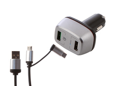 Зарядное устройство DF AutoTor-04 2xUSB 5.4A QC 3.0 Smart Charge + Кабель MicroUSB/Type-C