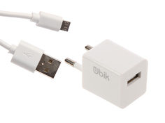 Зарядное устройство Ubik UHS11M 1xUSB 1A Кабель microUSB White