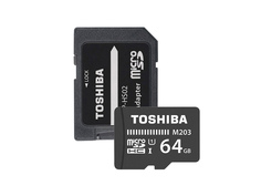 Карта памяти 64Gb - Toshiba MicroSDXC Class 10 THN-M203K0640EA с переходником под SD