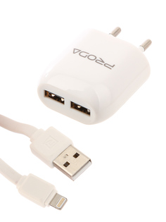 Зарядное устройство Gurdini Proda RP-U21 2xUSB 2.1A + Lightning White