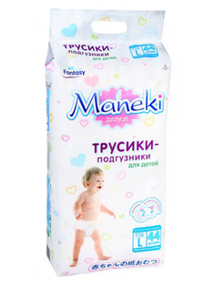 Подгузники Maneki Fantasy L 9-14kg 44шт BD852