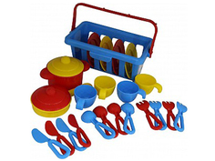 Игра Полесье Набор детской посуды TOP Chef с корзинкой №2 42651