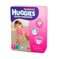 Подгузники Huggies Little Walkers 4 9-14кг 34шт для девочек
