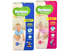 Подгузники Huggies Ultra Comfort 4+ 10-16кг 60шт для девочек