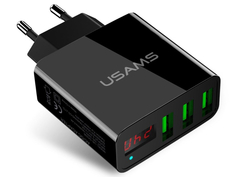 Зарядное устройство USAMS US-CC035 3xUSB LED Display Black