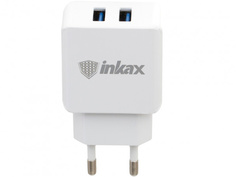 Зарядное устройство Inkax СЗУ 2в1 8pin для iPhone 5/6/7 CD-01-IP White
