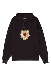 Черное худи с вышитым сердцем Dolce & Gabbana