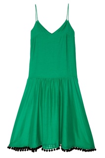 Зеленое платье с помпонами Erma