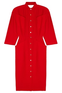 Алое платье-рубашка на кнопках (90е гг) Thierry Mugler Vintage