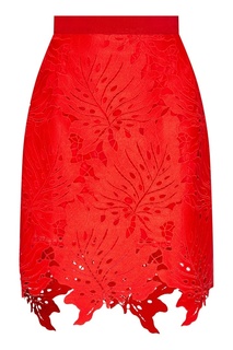 Красная юбка с ажурными листьями Msgm