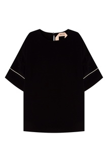Черная полушелковая блузка No21
