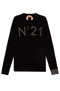 Черный шерстяной джемпер с логотипом No21