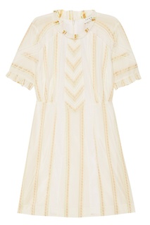 Платье с цветочной вышивкой и кружевными вставками Sandro