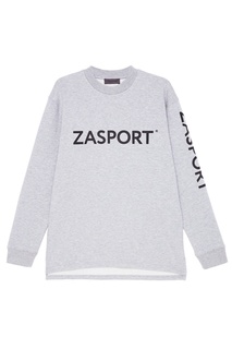 Серый хлопковый свитшот с логотипом Zasport