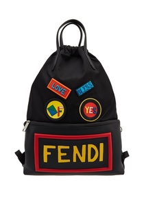 Черный рюкзак с нашивками Fendi