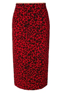 Красная юбка с леопардовым принтом No21