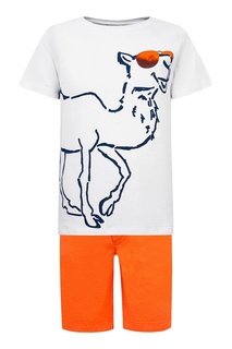 Комплект с белой футболкой и оранжевыми шортами Il Gufo