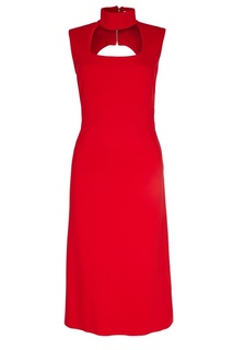 Красное платье с воротником-стойкой Erma