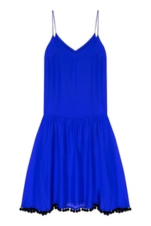 Синее платье с помпонами Erma