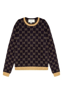 Синий джемпер с монограммами Gucci