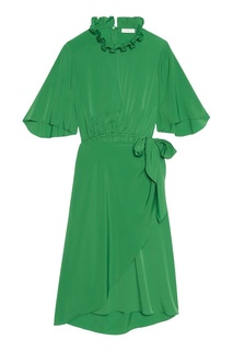 Зеленое платье с запахом Sandro