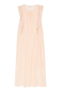 Розовое платье с кружевной отделкой Sandro