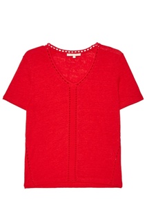 Красный льняной топ с отделкой Maje