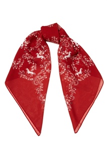 Красный платок из шелка с цветами Ulyana Sergeenko
