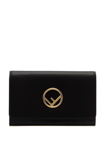 Черная сумка с золотистым логотипом Fendi