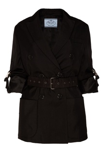 Черный двубортный жакет Prada