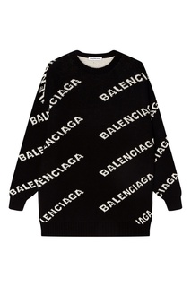 Черный шерстяной джемпер с логотипами Balenciaga