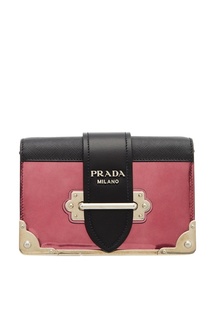 Розовая кожаная сумка Cahier Prada