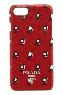 Красный чехол с принтом для iPhone 7/8 Prada