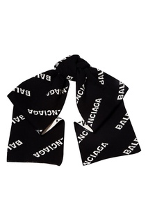 Черный шарф из шерсти с логотипами Balenciaga