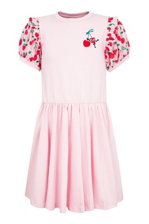 Розовое платье с контрастной аппликацией Fendi Children