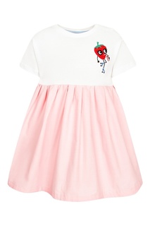 Приталенное платье с аппликацией Fendi Children