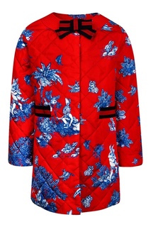 Красная стеганая куртка с принтом Gucci Children