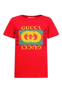 Красная футболка с ярким логотипом Gucci Children