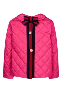 Розовая стеганая куртка с контрастной отделкой Gucci Children