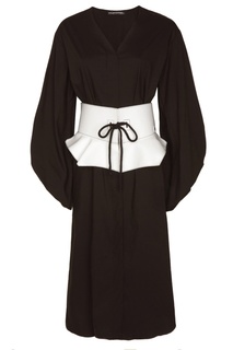 Черное платье-кимоно с поясом Mila Marsel