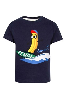 Синяя футболка с бананом Fendi Children