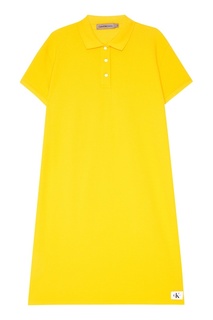 Желтое платье-поло из хлопка Calvin Klein