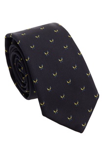 Черный шелковый галстук с узорами Fendi