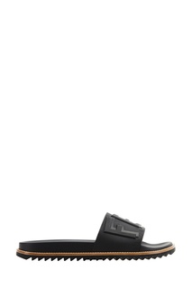 Черные сандалии с объемным логотипом Fendi