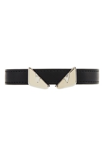 Черный кожаный браслет Fendi