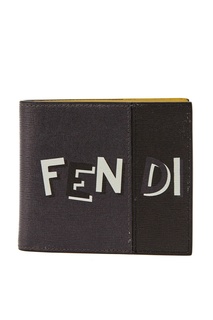 Черный кожаный кошелек с логотипом Fendi